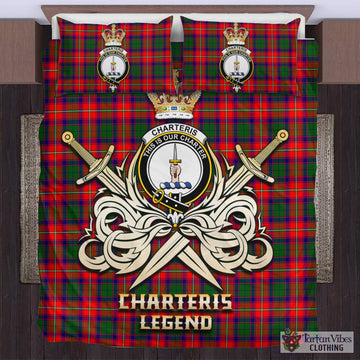 Charteris Tartan Bedding Set with Clan Crest and the Golden Sword of Courageous Legacy