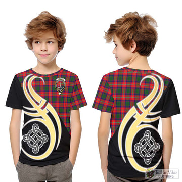 Charteris Tartan Kid T-Shirt with Family Crest and Celtic Symbol Style Youth XL Size14 - Tartan Vibes Clothing
