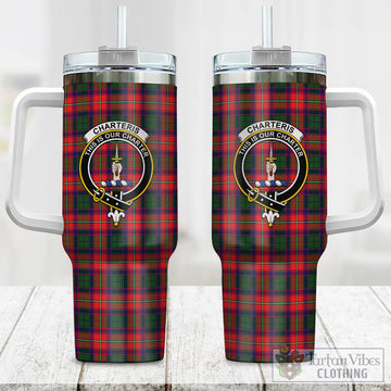 Charteris Tartan and Family Crest Tumbler with Handle