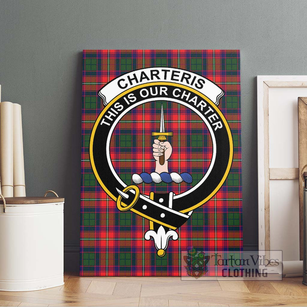 Charteris Tartan Canvas Print Wall Art with Family Crest Without Frame - Tartan Vibes Clothing