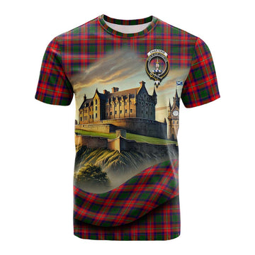 Tartan Vibes Clothing Charteris Tartan Family Crest Cotton T-shirt with Scottish Ancient Castle Style