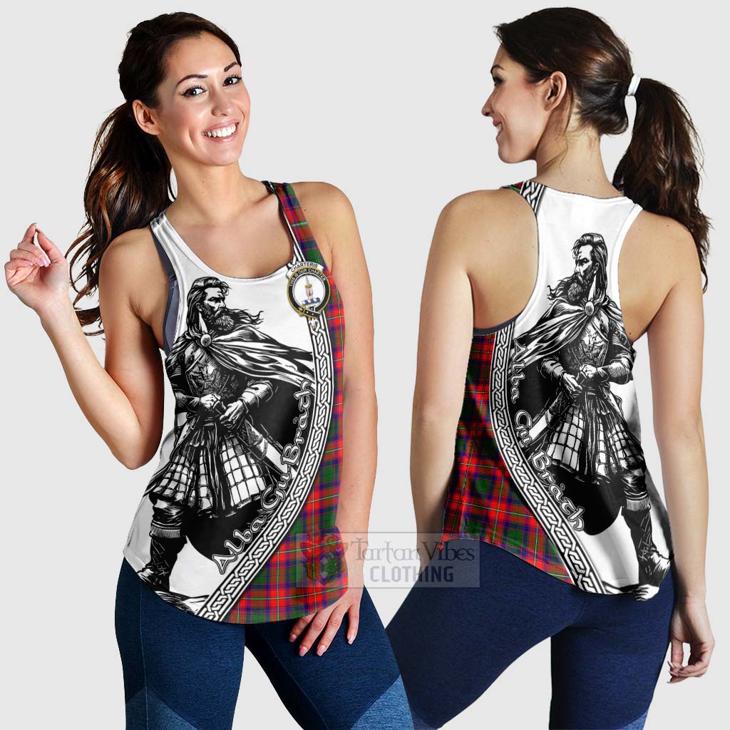 Tartan Vibes Clothing Charteris Tartan Clan Crest Women's Racerback Tanks with Highlander Warrior Celtic Style