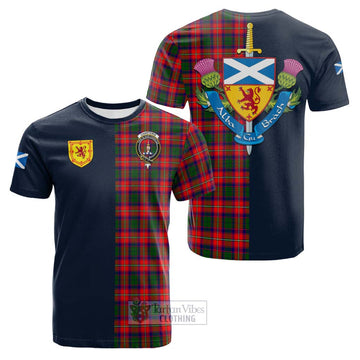Tartan Vibes Clothing Charteris Tartan Cotton T-shirt with Scottish Lion Royal Arm Half Style