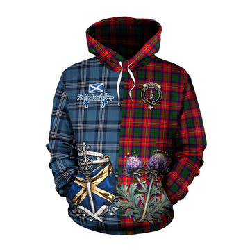 Charteris Tartan Cotton Hoodie Happy St. Andrew's Day Half Tartan Style