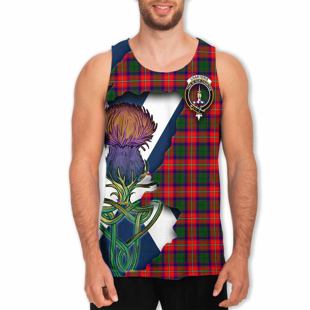 Tartan Vibes Clothing Charteris Tartan Family Crest Men's Tank Top Scottish Thistle Celtic Inspired