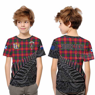 Tartan Vibes Clothing Charteris Crest Tartan Kid T-Shirt with New Zealand Silver Fern Half Style