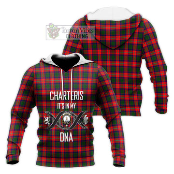 Charteris Tartan Knitted Hoodie with Family Crest DNA In Me Style Unisex Knitted Pullover Hoodie - Tartanvibesclothing Shop