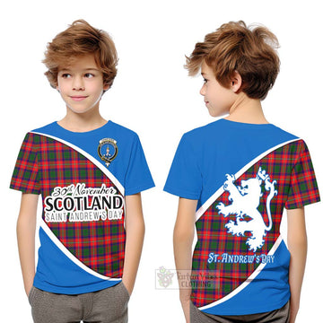 Tartan Vibes Clothing Charteris Family Crest Tartan Kid T-Shirt Celebrate Saint Andrew's Day in Style