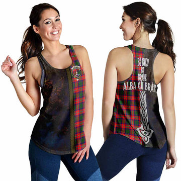 Charteris Tartan Family Crest Women's Racerback Tanks Alba Gu Brath Be Brave Lion Ancient Style