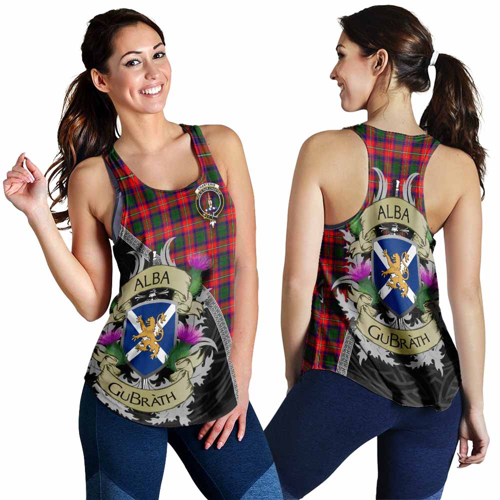 Tartan Vibes Clothing Charteris Tartan Family Crest Women's Racerback Tanks Lion Rampant Royal Thistle Shield Celtic Inspired
