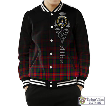 Tartan Vibes Clothing Charteris Tartan Baseball Jacket Featuring Alba Gu Brath Family Crest Celtic Inspired