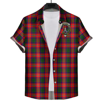 Charteris Tartan Short Sleeve Button Down Shirt with Family Crest