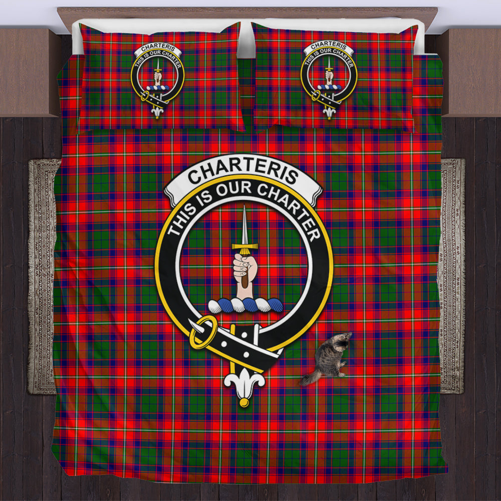 Charteris Tartan Bedding Set with Family Crest US Bedding Set - Tartan Vibes Clothing