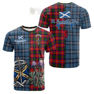 Tartan Vibes Clothing Charteris Tartan Cotton T-shirt Happy St. Andrew's Day Half Tartan Style