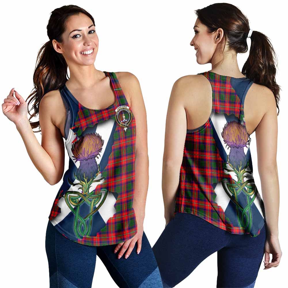 Tartan Vibes Clothing Charteris Tartan Family Crest Women's Racerback Tanks Scottish Thistle Celtic Inspired