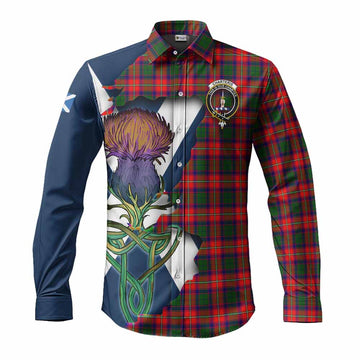 Tartan Vibes Clothing Charteris Tartan Family Crest Long Sleeve Button Shirt Scottish Thistle Celtic Inspired