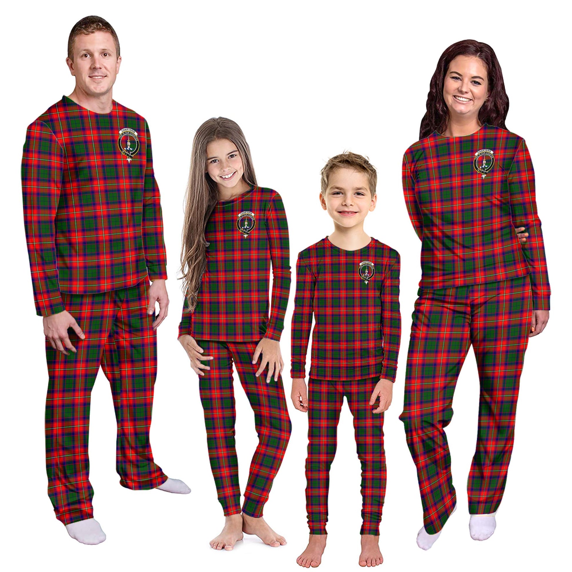 Charteris Tartan Pajamas Family Set with Family Crest Kid - Tartan Vibes Clothing
