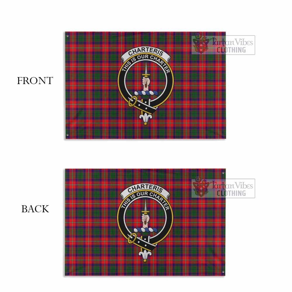 Tartan Vibes Clothing Charteris Tartan House Flag with Family Crest