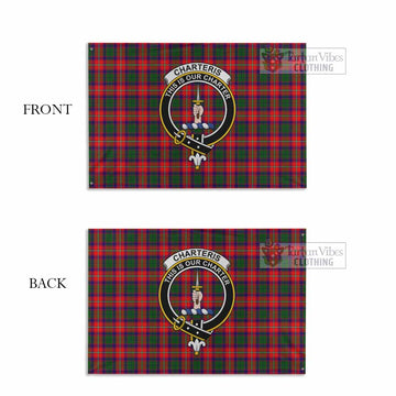 Tartan Vibes Clothing Charteris Tartan House Flag with Family Crest
