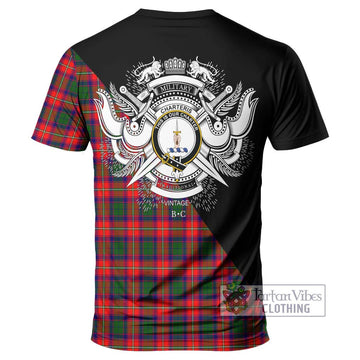 Charteris Tartan T-Shirt with Family Crest and Military Logo Style - Tartanvibesclothing Shop