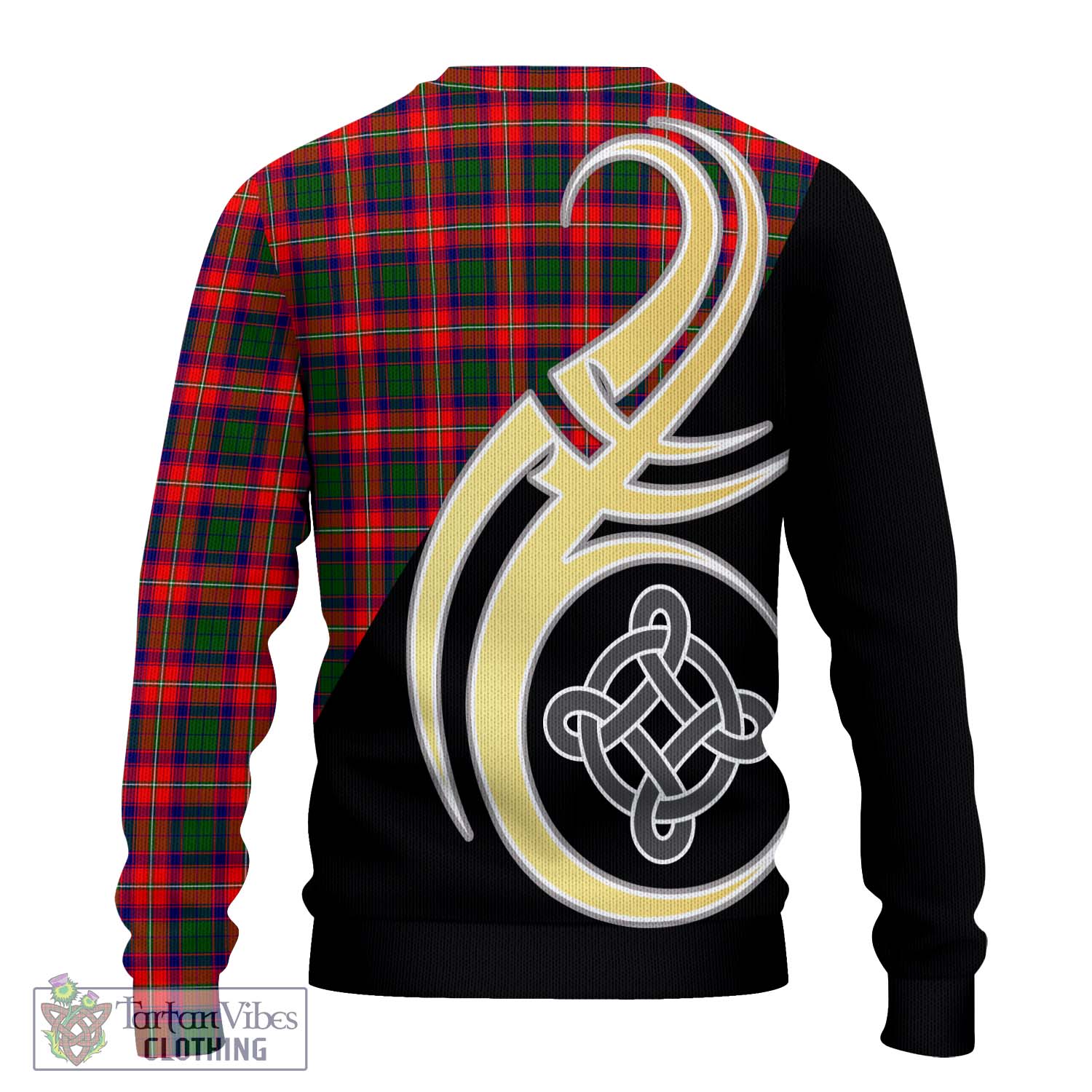 Charteris Tartan Knitted Sweater with Family Crest and Celtic Symbol Style - Tartan Vibes Clothing
