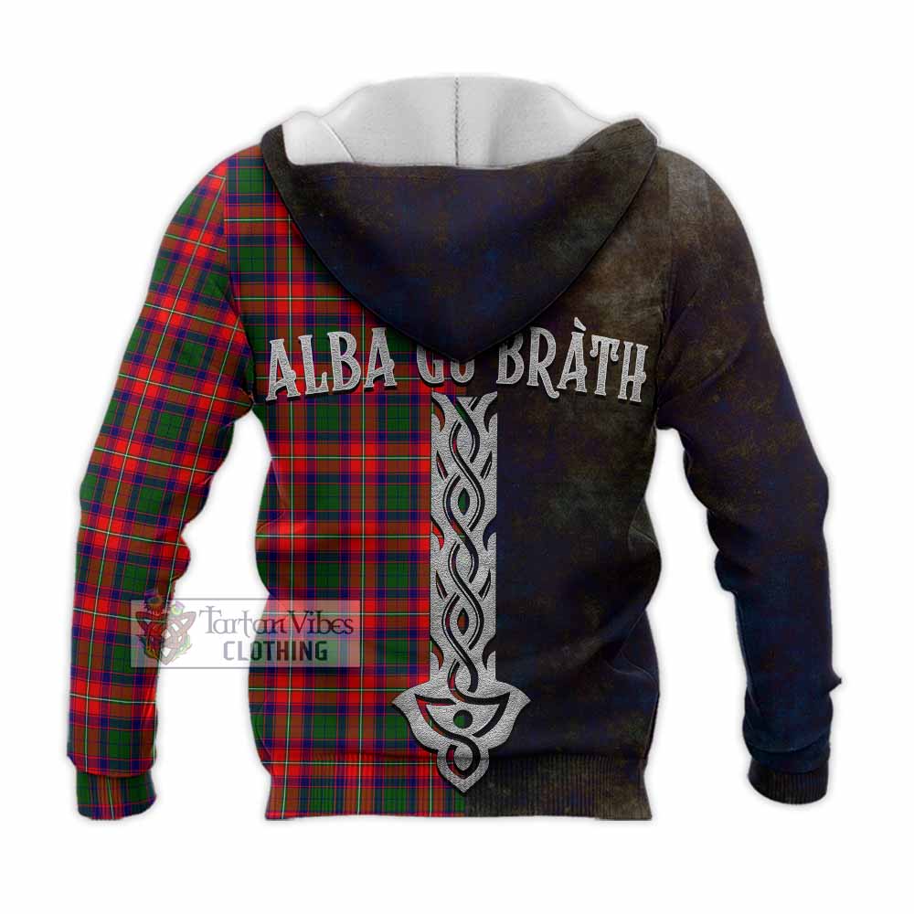 Tartan Vibes Clothing Charteris Tartan Family Crest Knitted Hoodie Alba Gu Brath Be Brave Lion Ancient Style