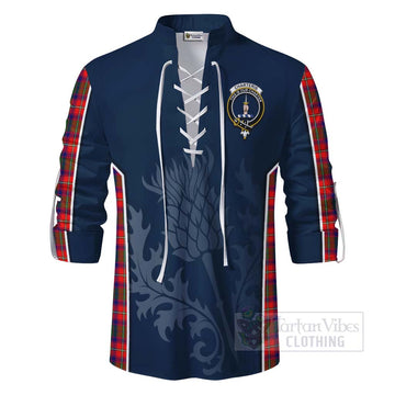 Charteris Tartan Ghillie Kilt Shirt with Family Crest and Scottish Thistle Vibes Sport Style