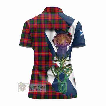 Charteris Tartan Family Crest Women's Polo Shirt Scottish Thistle Celtic Inspired