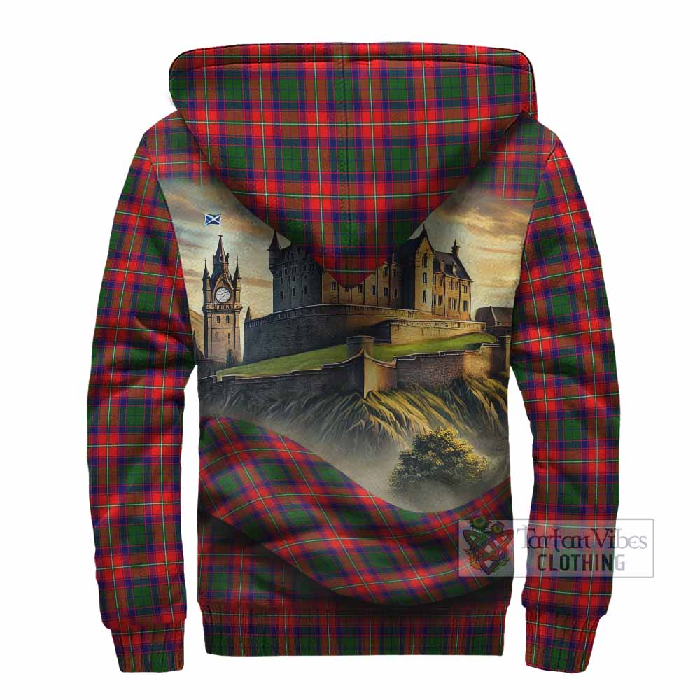 Tartan Vibes Clothing Charteris Tartan Family Crest Sherpa Hoodie with Scottish Ancient Castle Style
