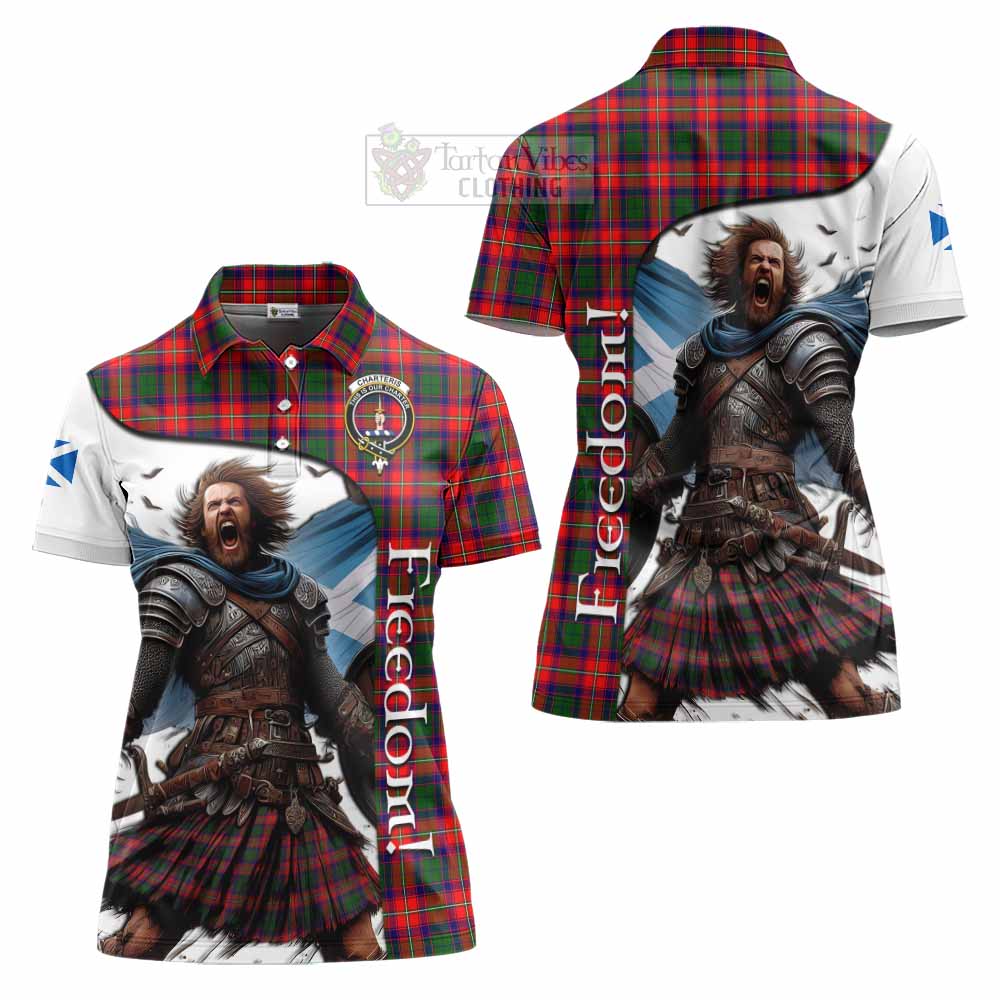 Tartan Vibes Clothing Charteris Crest Tartan Women's Polo Shirt Inspired by the Freedom of Scottish Warrior