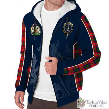 Charteris Tartan Sherpa Hoodie with Family Crest and Scottish Thistle Vibes Sport Style