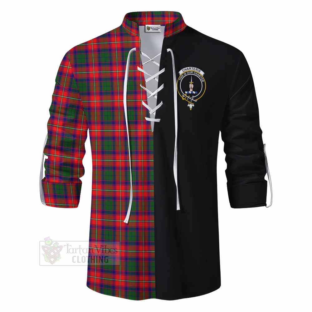 Tartan Vibes Clothing Charteris Tartan Ghillie Kilt Shirt with Family Crest and Half Of Me Style