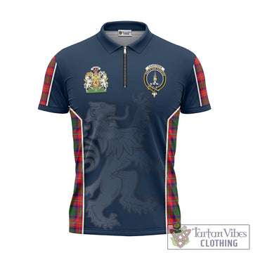 Charteris Tartan Zipper Polo Shirt with Family Crest and Lion Rampant Vibes Sport Style