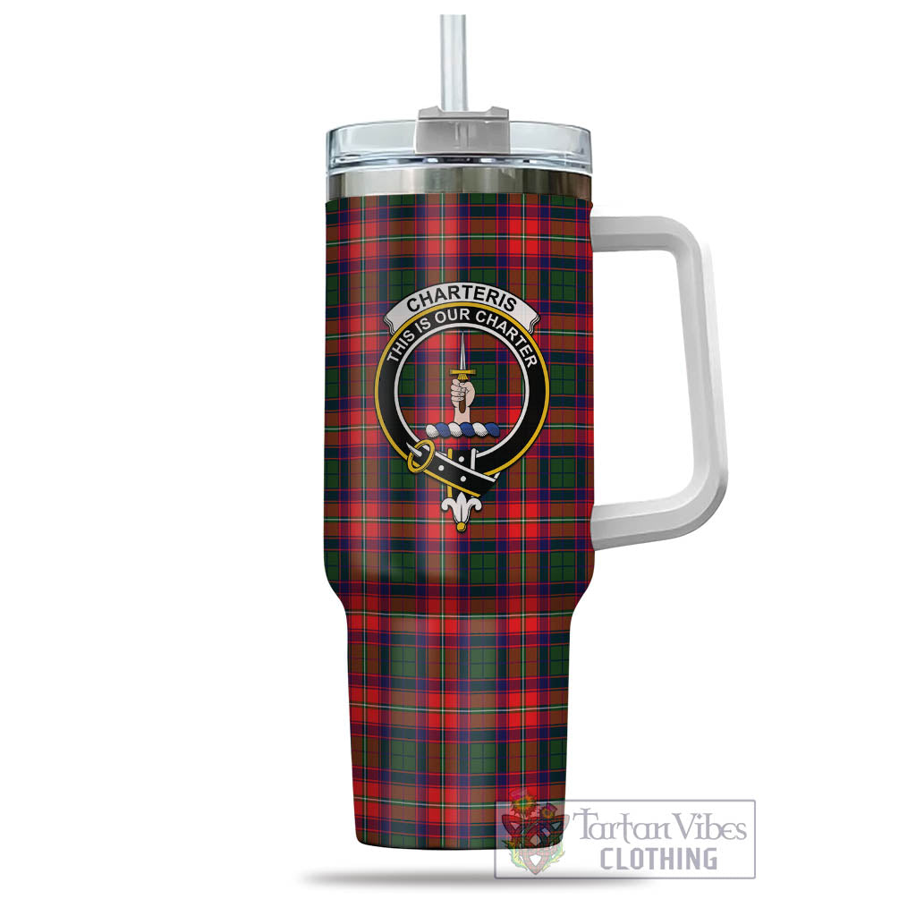 Tartan Vibes Clothing Charteris Tartan and Family Crest Tumbler with Handle