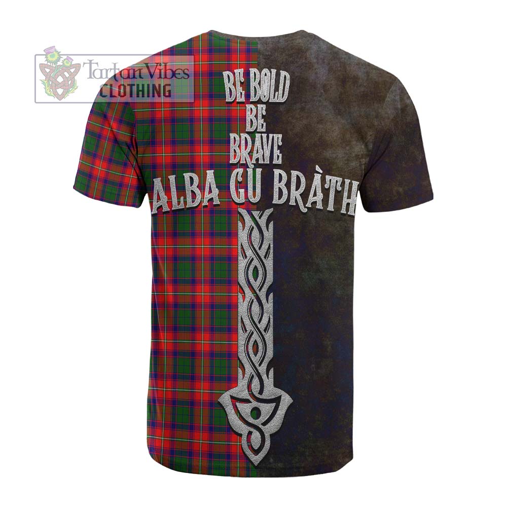 Tartan Vibes Clothing Charteris Tartan Family Crest Cotton T-shirt Alba Gu Brath Be Brave Lion Ancient Style