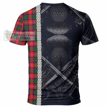 Tartan Vibes Clothing Charteris Tartan T-Shirt with Family Crest Cross Sword Thistle Celtic Vibes