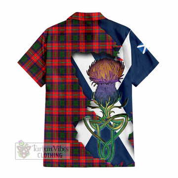 Tartan Vibes Clothing Charteris Tartan Family Crest Short Sleeve Button Shirt Scottish Thistle Celtic Inspired