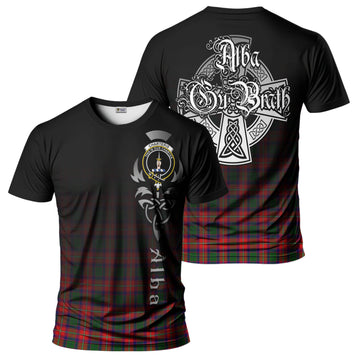 Charteris Tartan T-Shirt Featuring Alba Gu Brath Family Crest Celtic Inspired