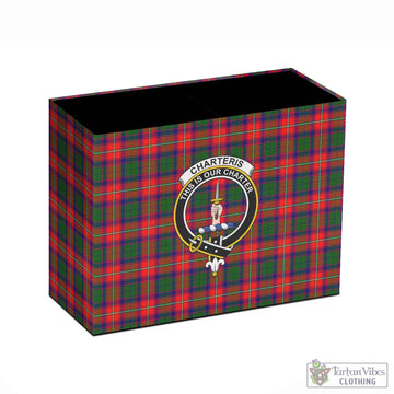 Charteris Tartan Pen Holder with Family Crest