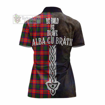 Charteris Tartan Family Crest Women's Polo Shirt Alba Gu Brath Be Brave Lion Ancient Style