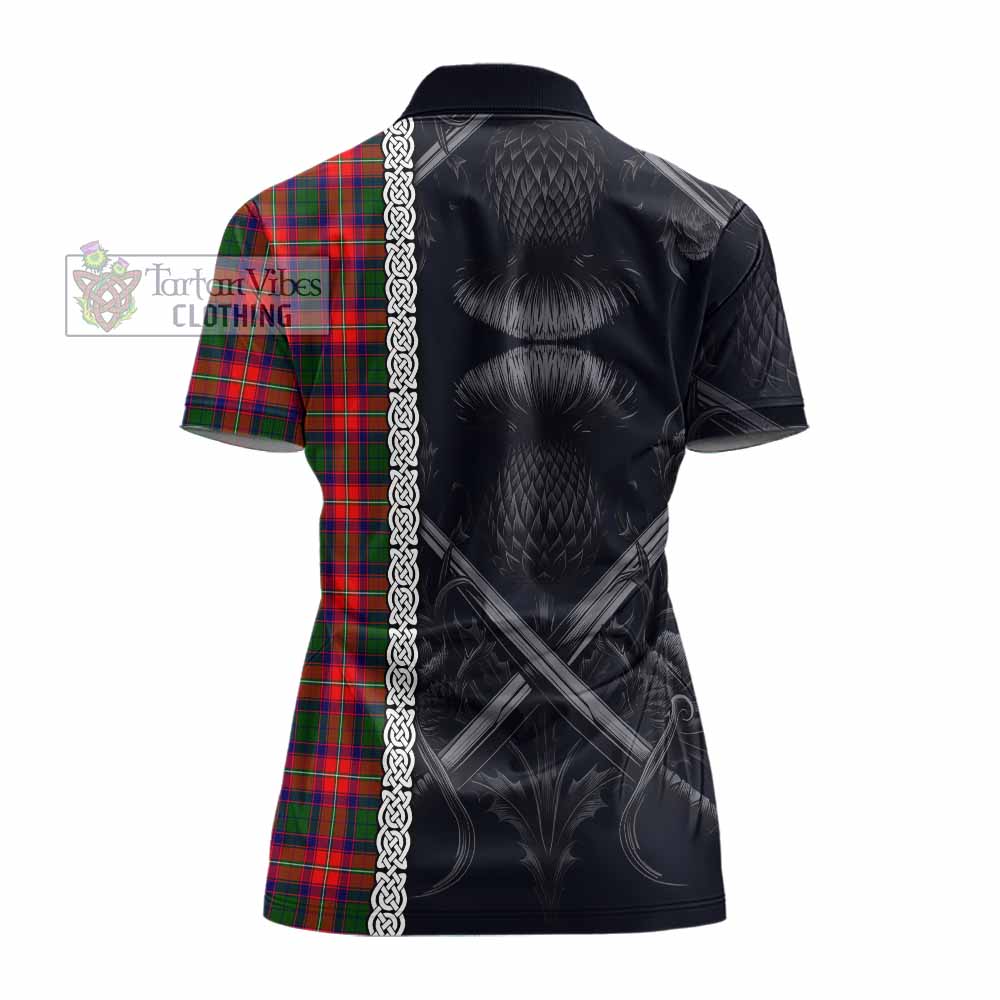 Tartan Vibes Clothing Charteris Tartan Women's Polo Shirt with Family Crest Cross Sword Thistle Celtic Vibes
