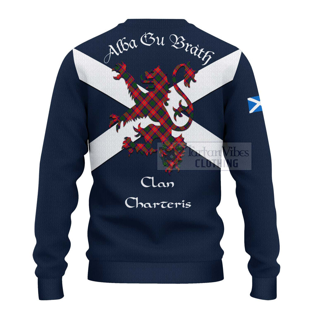Tartan Vibes Clothing Charteris Tartan Lion Rampant Knitted Sweater – Proudly Display Your Heritage with Alba Gu Brath and Clan Name