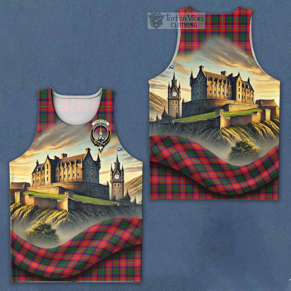 Tartan Vibes Clothing Charteris Tartan Family Crest Men's Tank Top with Scottish Ancient Castle Style