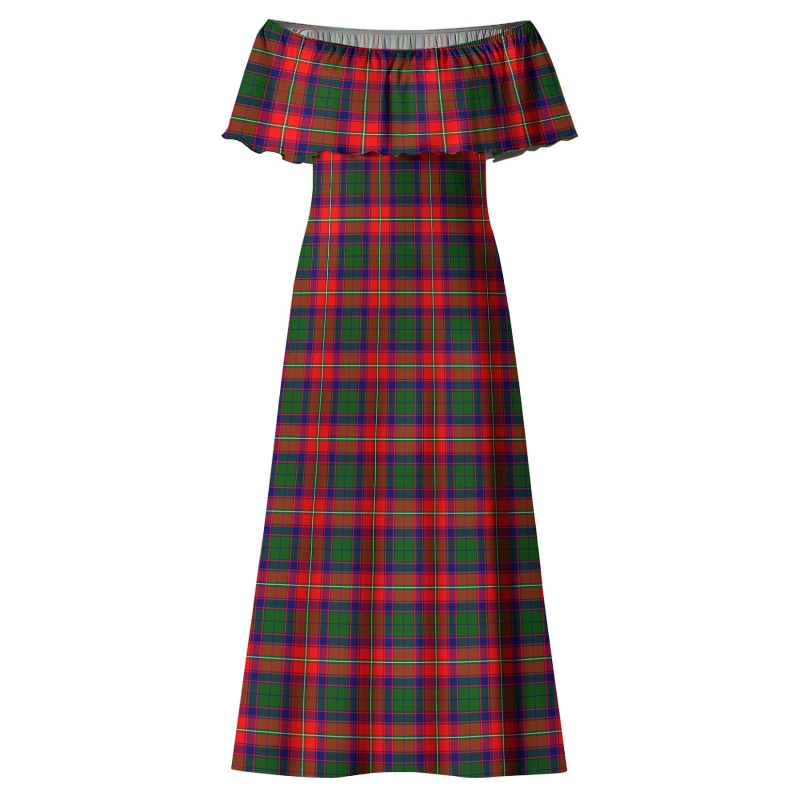 Charteris Tartan Off Shoulder Long Dress - Tartanvibesclothing