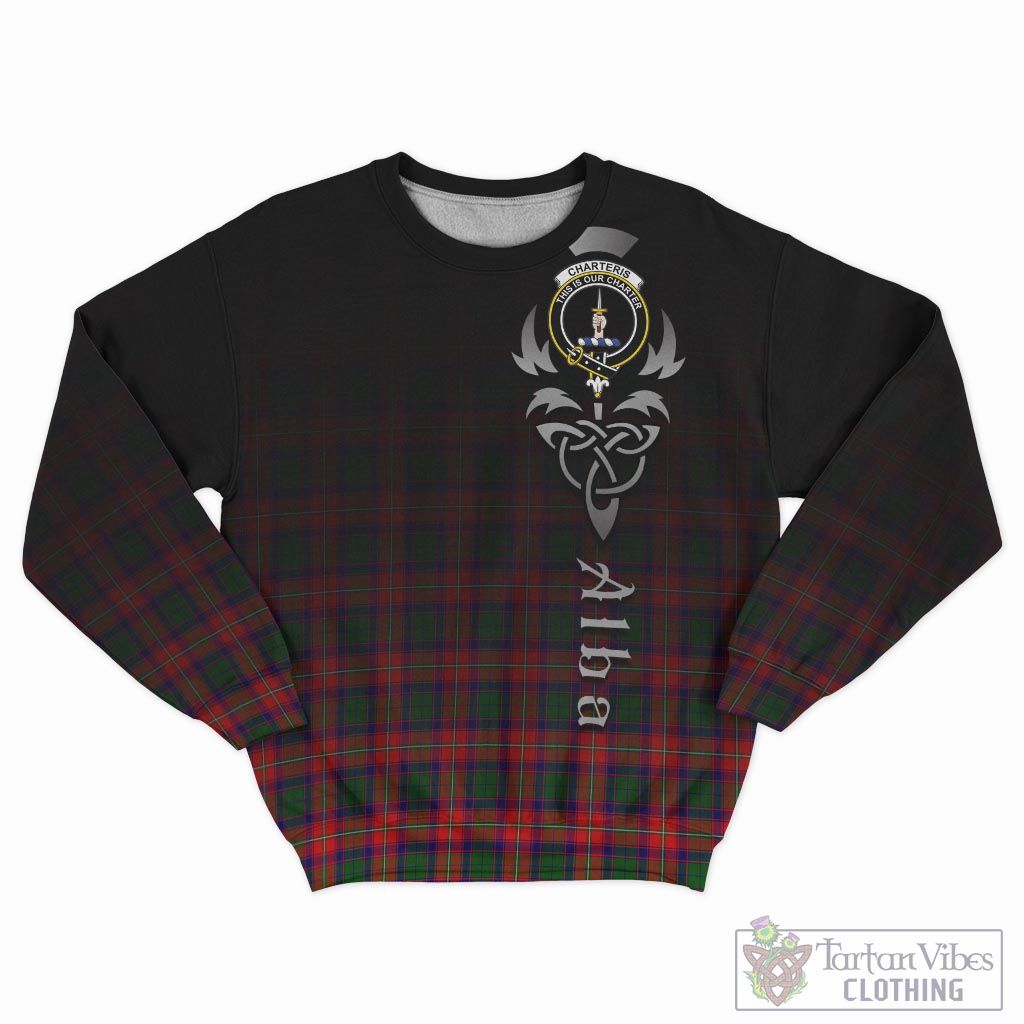 Tartan Vibes Clothing Charteris Tartan Sweatshirt Featuring Alba Gu Brath Family Crest Celtic Inspired