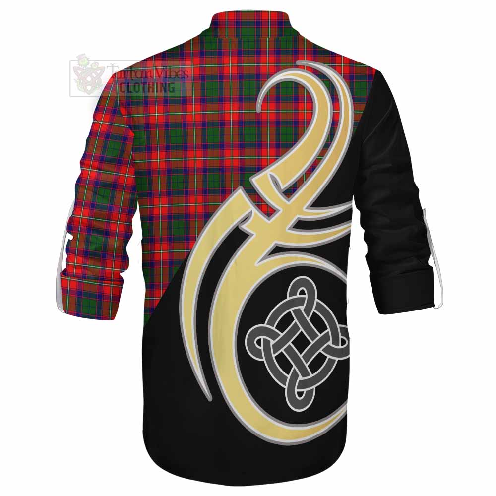 Tartan Vibes Clothing Charteris Tartan Ghillie Kilt Shirt with Family Crest and Celtic Symbol Style
