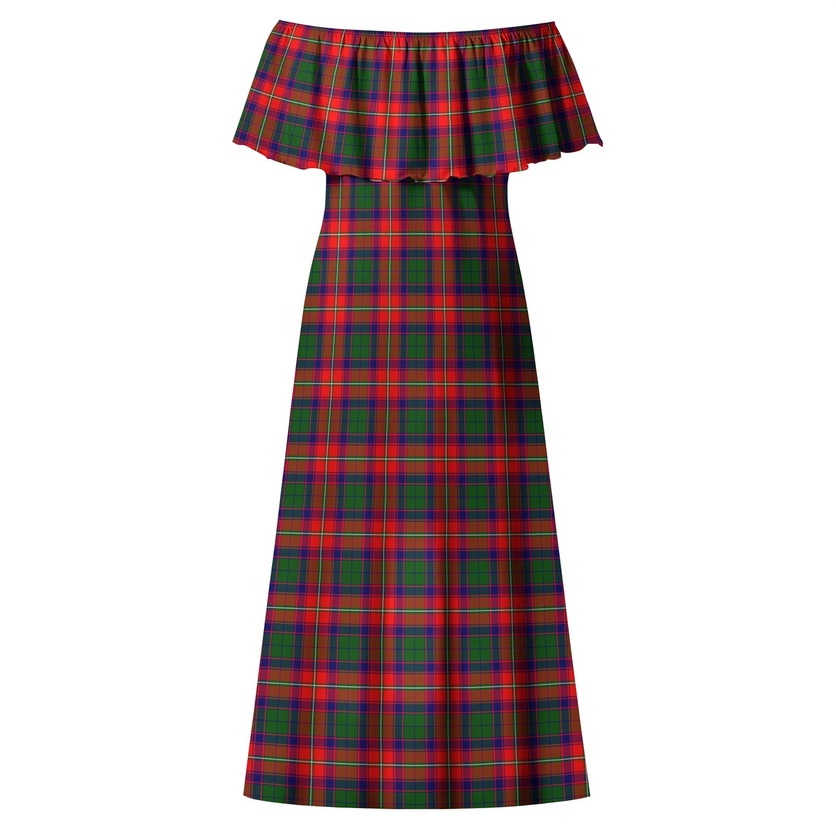 Charteris Tartan Off Shoulder Long Dress - Tartanvibesclothing