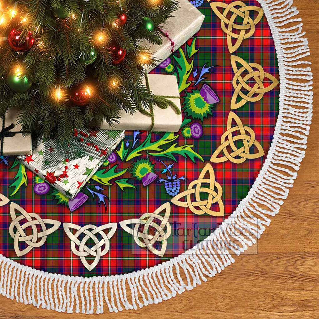 Tartan Vibes Clothing Charteris Tartan Christmas Tree Skirt with Thistle Celtic Knot Style