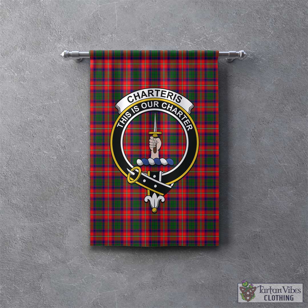 Tartan Vibes Clothing Charteris Tartan Gonfalon, Tartan Banner with Family Crest