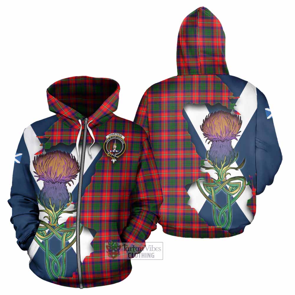 Tartan Vibes Clothing Charteris Tartan Family Crest Hoodie Scottish Thistle Celtic Inspired